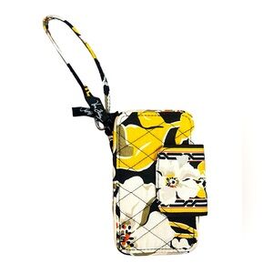 Vera Bradley Yellow, Black, White Floral Wristlet